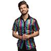 Boland Camicia disco colorata, camicia disco diamond, camicia uomo manica corta, camicia uomo, top, camicia party per carnevale o feste a tema