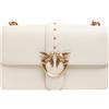 PINKO BORSA PINKO CLASSIC LOVE BAG ONE SIMPLY BIANCA CON FIBBIA E PARTICOLARI ORO IN MORBIDA PELLE MANO SETA