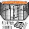 TRESKO® Recinzione Recinto 80 cm per Cani, Gabbia per Cuccioli con 8 picchetti inclusi, Box in Metallo Robusto (77 x 60 cm)