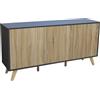 DecHome Madia Moderna Design per Soggiorno e Cucina 150x75h in Legno Truciolare Bilaminato con 3 Ante colore Marrone / Antracite - Gauguin