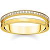 THOMAS SABO TR2316-414-14 - Anello da donna in argento sterling 925 placcato oro giallo 750 con pietre bianche, 48, Argento sterling, Zirconia cubica