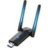 ElecMoga Chiavetta Wifi per PC Fisso 1300Mbps, ElecMoga Adattatore WiFi USB Dual Band 5GHz/867Mbps + 2.4GHz/400Mbps Adattatore Wireless USB 3.0 2x5dBi Antenne WiFi Dongle WiFi per Windows 11/10/7/XP/Mac OS X