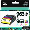 Sqwekd 963XL Cartucce d'inchiostro Compatibles per HP 963 XL Multipack cartucce per HP Officejet Pro 9010 9012 9013 9014 9015 9016 9018 9019 9020 9022 9023 9025 (Nero Ciano Giallo Magenta, 4-Pack)