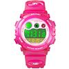 CoFuo Orologio sportivo digitale per bambini per ragazzi e ragazze, impermeabile, multi funzione, casual, con 7 LED colorati, sveglia, cronometro, orologio da polso Rosso rosato