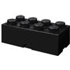 Room Copenhagen LEGO Storage Brick 8 Knobs nero - Contenitore Impilabile 12,1 l - Scatola in Plastica con Coperchio, Organizer per Scrivania e Porta Giochi