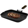 Zanetti, Bistecchiera 26 x 36 cm, Piastra grill in Alluminio Pressofuso ad Alto Spessore, Piastra Grill adatta ai Piani ad Induzione, Manico Pieghevole