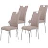 Hela Tische, Andrea - Set di 4 sedie per sala da pranzo, rivestimento in similpelle color cappuccino, struttura tubolare a sezione circolare in metallo cromato, 100 x 43 x 64 cm