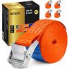 INTAKO Cinghia di Fissaggio 0,5m x 25mm x 250kg - Set di 4 - Cinghie a crichetto corte per portapacchi, bici, moto, camping - DIN EN 12195-2 (2m)