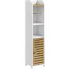 kleankin Mobiletto Bagno Moderno Salvaspazio con Ripiani e Armadietto Inferiore in Truciolato, Superficie in melamina,18x20x90 cm, Bianco|Aosom Italy