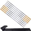 AWCIGG® 8 Pezzi Spiedini in Acciaio Inox con Manici in Legno di Faggio, Spiedini Barbecue Lunghi 55 cm, Spiedo per Barbecue Riutilizzabili, Accessori Barbecue per Verdure, Carne e Salsicce