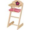 roba Seggiolone per Bambole Happy Fee, con Fiore, Legno Naturale, Cuscino Rosa