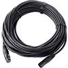 Pronomic XFXM-20 Cavo microfono (20m lunghezza, XLR femmina 3 poli -> XLR maschio 3 poli, connettori saldati a mano, resistente a acidi e oli, sgancio a fascetta) nero
