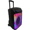 Majestic FLAME T55 - Trolley Bluetooth 5.0, 7 effetti luci LED, ingressi USB/AUX-IN/MIC, Microfono, Telecomando, Batteria, funzione TWS, Impugnatura e ruote per il trasporto