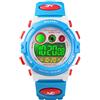 CoFuo Orologio sportivo digitale per bambini per ragazzi e ragazze, impermeabile, multi funzione, casual, con 7 LED colorati, sveglia, cronometro, orologio da polso bianco, blu