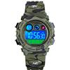 cofuo Orologio sportivo digitale per bambini, per ragazzi e ragazze, impermeabile, elettronico, multifunzione, casual, per attività all'aperto, 7 LED colorati con sveglia e cronometro, Verde militare