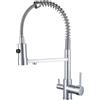 SJQKA Rubinetto Da Cucina A 3 Vie In, Girevole A 360°, 3 in 1 Per Filtro Dell'Acqua, Rubinetto Cucina Con Doccetta Estraibile (Chrome)