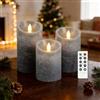 AnnSpa 3 Sets Candela LED Senza Fiamma a Batteria con Telecomando, Cera Vera Mossa tremolante stoppino Sfarfallio Ambra Candele gialla，Cera Unscented per Regalo e Decorazione - Grigio