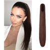 Dcbaboo Coda di Cavallo Extension Capelli Lisci Coda Capelli Extension con Pinza 55cm Posticci per Capelli Dritti Coda Finta per Capelli Sintetici Lunghi Ponytail Naturale, Auburn scuro