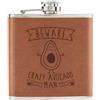 Gift Base Beware Crazy Avocado Man 170ml pelle Sintetica Hip Flask Marroncino - Funny Sano