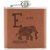Gift Base Lettera E È per Elefante 170ml pelle Sintetica Hip Flask Marroncino - Alfabeto
