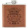 Gift Base Crazy Natale Pudding Man Fiocchi di Neve 170ml Simil Pelle Hip Flask Marroncino
