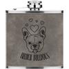 Gift Base Amore Bulldog Francese 6oz PU Pelle Flaconcino Grigio Divertente Cane Cucciolo