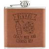 Gift Base Beware Crazy Latte E Biscotti Ragazzo 170ml Simil Pelle Hip Flask Tan Divertente
