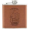 Gift Base 1 2 3 Prosecco Pavimento 170ml pelle Sintetica Hip Flask Marroncino - Divertente