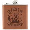 Gift Base I'D Rather Be Snowboard 170ml pelle Sintetica Hip Flask Marroncino Funny Let's