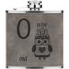 Gift Base Lettera O È Per Gufo 170ml pelle Sintetica Hip Flask Grigio Funny Alfabeto Cute