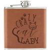 Gift Base Crazy Cat Lady Zampe 170ml pelle Sintetica Hip Flask Marroncino - Funny Gattino