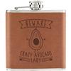 Gift Base Beware Crazy Avocado Lady 170ml pelle Sintetica Hip Flask Marroncino - Funny