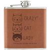 Gift Base Crazy Cat Lady 170ml pelle Sintetica Hip Flask Marroncino - Divertente Gattino