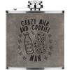 Gift Base Crazy Latte E Biscotti Man Stars 170ml Simil Pelle Hip Flask Grigio Divertente
