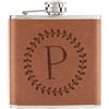 Gift Base Lettera P Floreale Corona Alfabeto 170ml pelle Sintetica Hip Flask Tan - Fiori