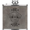 Gift Base Pug Love 6Oz In Pelle PU Flaconcino Grigio Divertente Cani Cucciolo