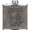 Gift Base Beware Crazy Latte E Biscotti Ragazzo 170ml Simil Pelle Hip Flask Grigio Scherzo