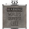 Gift Base Avvertenza World's Grumpiest Chef 170ml Simil Pelle Hip Flask Grigio Best Cook