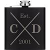 Gift Base Flask Personalizzato Con Iniziali E Data Di Nascita 6oz Nero Opaco In Metallo
