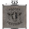 Gift Base Buono Mooorning Mucca 170ml pelle Sintetica Hip Flask Grigio Divertente Morning