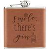 Gift Base Smile There's Gin Tascabile 6oz In Pelle PU Tan - Boccetta Divertente