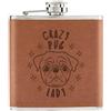 Gift Base Crazy Pug Lady Stars Caraffa Tascabile 6oz In Pelle PU Marrone - Cani Divertenti