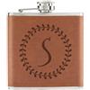 Gift Base Lettera S Floreale Corona Alfabeto 170ml pelle Sintetica Hip Flask Tan - Fiori