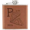 Gift Base Lettera P Per Pizza 170ml pelle Sintetica Hip Flask Marroncino - Funny Fast Cibo