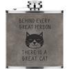 Gift Base Dietro Ogni Great Persona È Un Gatto 170ml Simil Pelle Hip Flask Grigio Scherzo