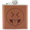 Gift Base Emoji Con Lingua Fuori E Occhi Chiusi 6oz In Pelle PU Tan - Divertente