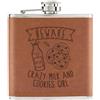 Gift Base Beware Crazy Latte E Biscotti Girl 170ml Simil Pelle Hip Flask Marroncino Figlia