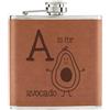 Gift Base Lettera A Per Avocado 170ml pelle Sintetica Hip Flask Marroncino - Alfabeto Cute
