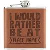 Gift Base Personalizzata I Would Rather Be At Name Festival 6oz Borraccia In Pelle PU Tan