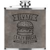 Gift Base Beware Crazy Burger Lady 170ml pelle Sintetica Hip Flask Grigio Veloce Cibo Joke